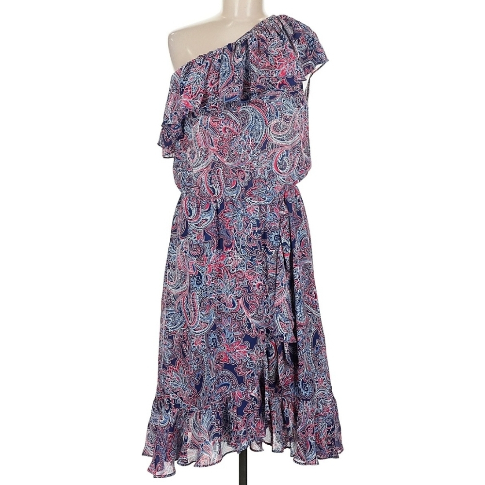 Parker Beverly One Shoulder Ruffle Dress, Medium